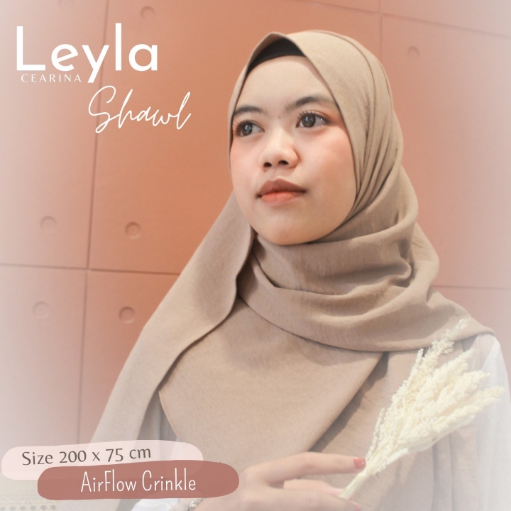 LEYLA SHAWL Pashmina Ukuran 200x75cm Bahan Airflow Crinkle