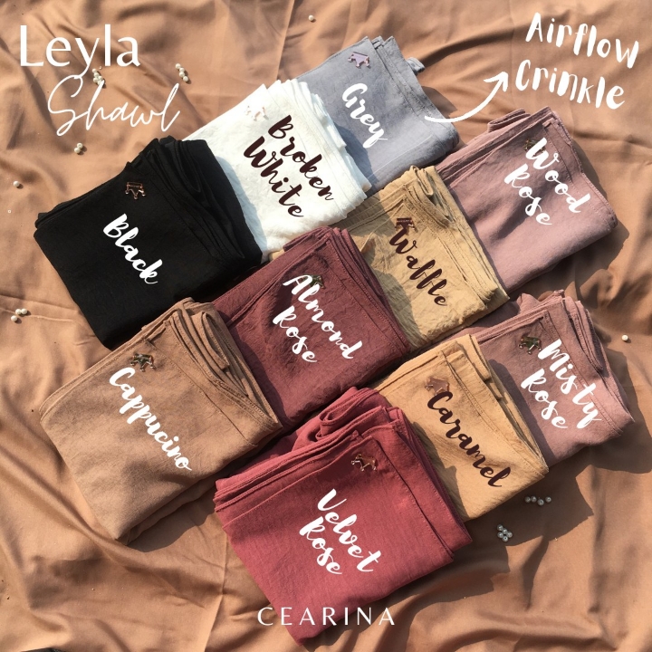LEYLA SHAWL Pashmina Ukuran 200x75cm Bahan Airflow Crinkle 3