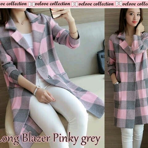 LONG BLAZER PINKY GREY