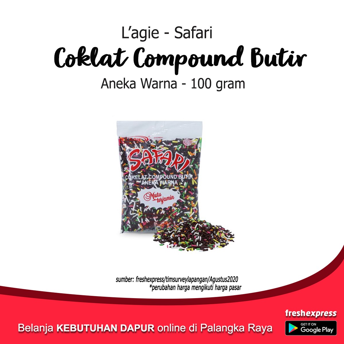 Lagie Safari Coklat Compound Butir Aneka Warna 100 Gram