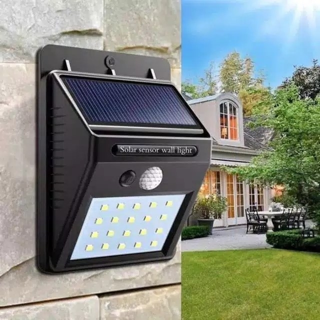 Lampu Taman Tenaga Surya System Sensor DindingSolar CellPanel 20 Led