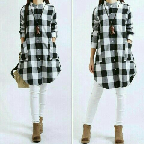 Long Kemeja Wanita Hneck Koblack Ta71696