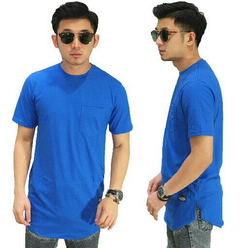 Longline T-Shirt Basic Blue Electric
