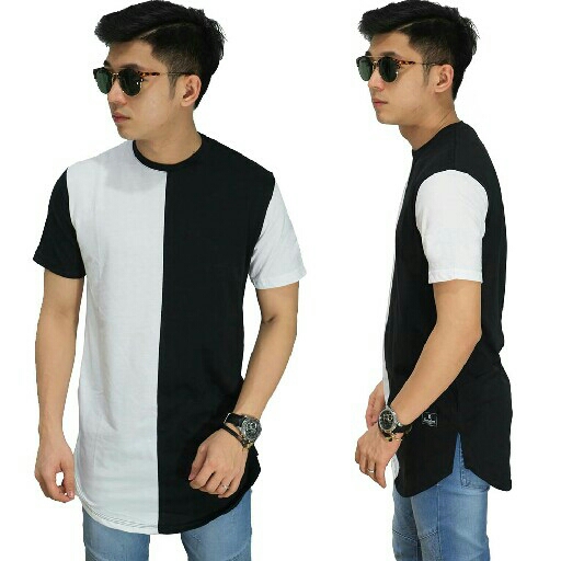 Longline T-Shirt Black And White