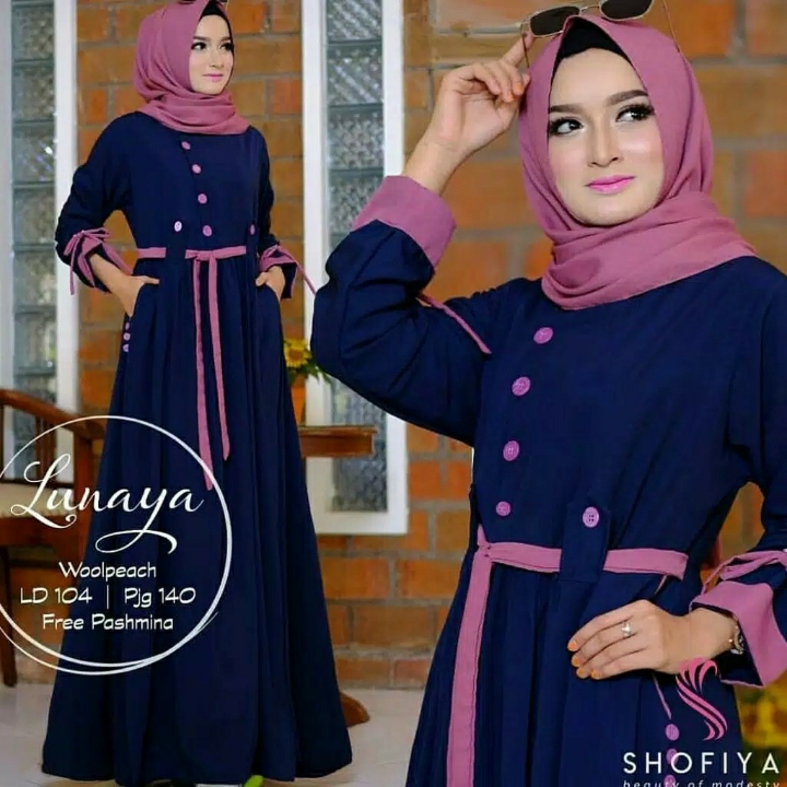 Lunaya Dress  Gamis Luna Maxi  Gaun Muslim