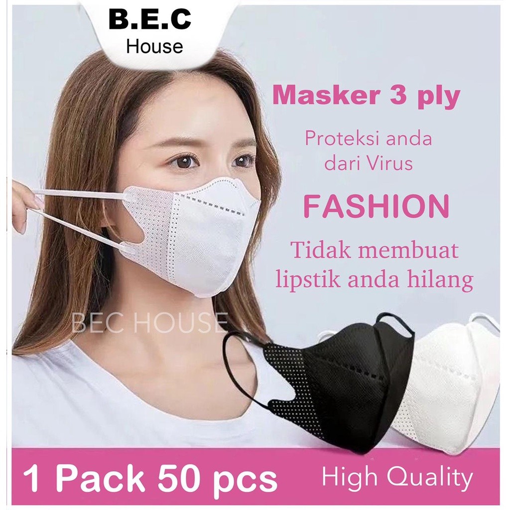 MASKER DUCKBILL 50pcs MASKER DUCKBIL 3PLY MIRIP SENSI PUTIH DAN HITAM