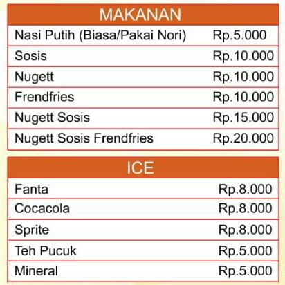 MENU MAKANAN DAN ICE
