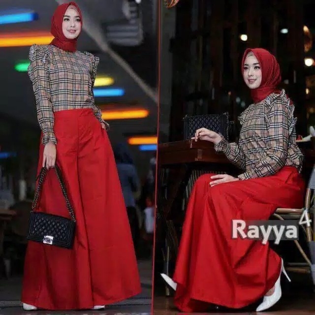 MERAH - Seteoan Kerja 3in1 Rayya4 Set Kulot