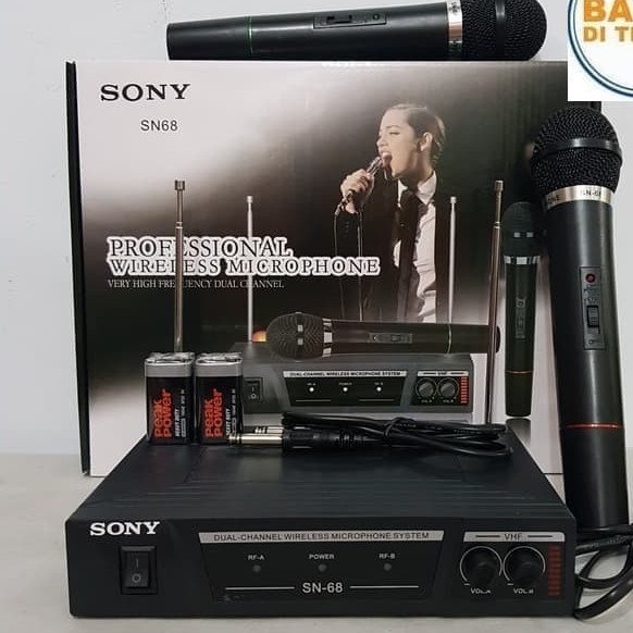 MICROPHONE SONY SN-68 MICROPHONE DOUBLE WIRELESS UHF MERK SONY PER UNI