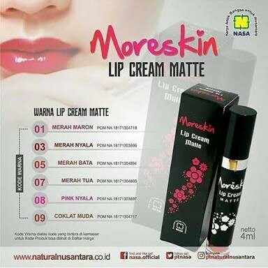 MORESKIN LIP CREAM 01 MERAH MARON 2