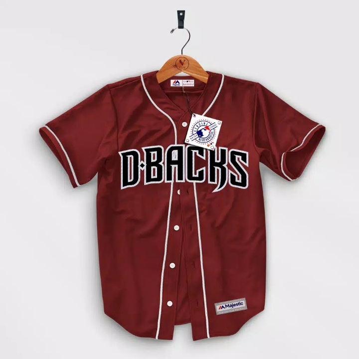 Majestic - Baju Baseball D-BACKS Maroon