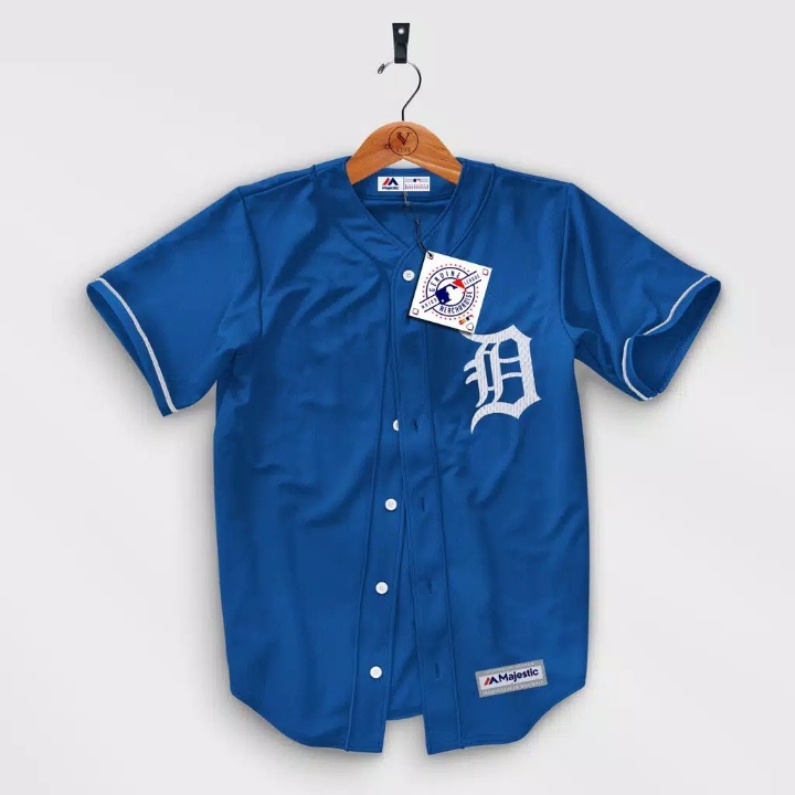 Majestic - Baju Baseball Detroits Biru