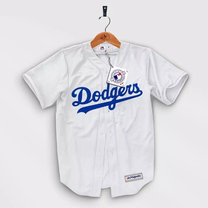 Majestic - Baju Baseball Dodgers Putih Polos