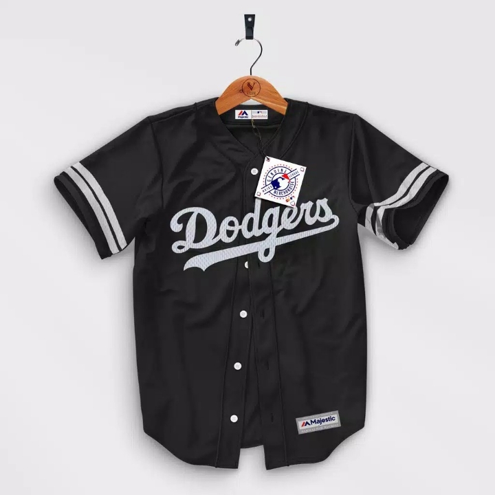 Majestic - Baju Baseball Dodgers Unisex Hitam