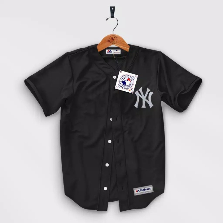 Majestic - Baju Baseball NY Hitam Polos