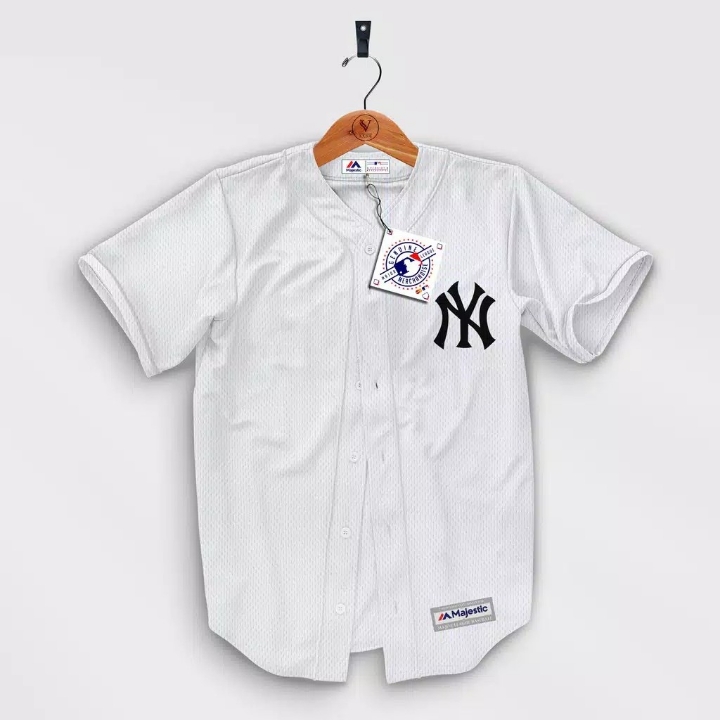 Majestic - Baju Baseball NY Putih Polos