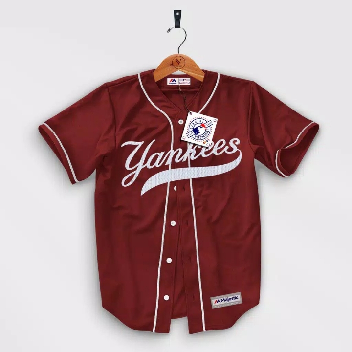 Majestic - Baju Baseball Yankees Maroon