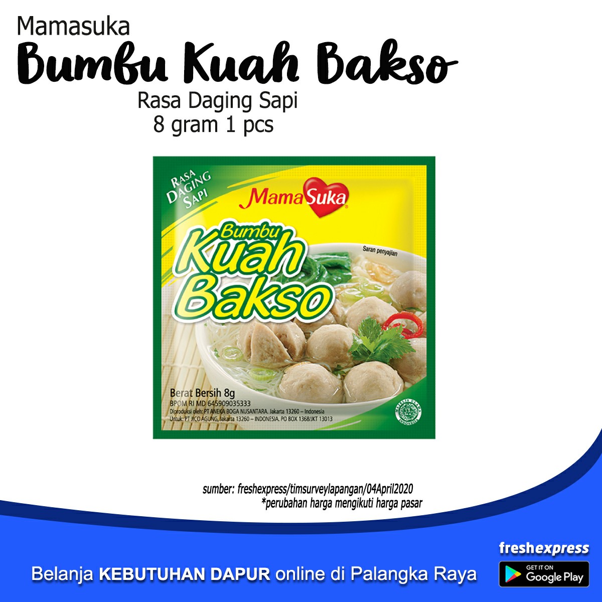 Mamasuka Bumbu Kuah Bakso Rasa Daging Sapi 1 Pcs