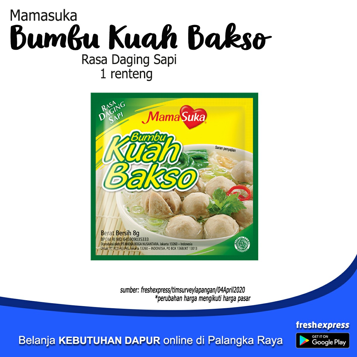 Mamasuka Bumbu Kuah Bakso Rasa Daging Sapi 1 Renteng