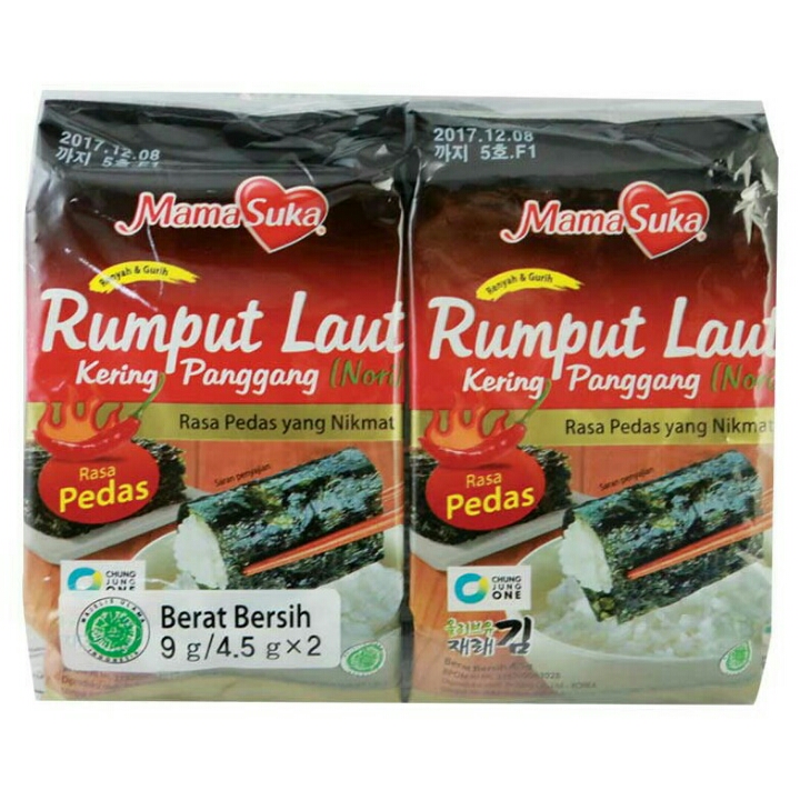 Mamasuka Rumput Laut Panggang Nori Pedas 2X 45G