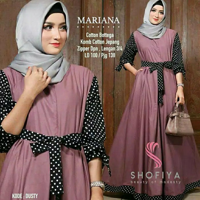 Mariana Polka  Dress Hijab  Gamis Maxi