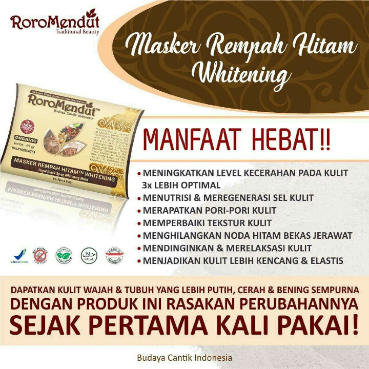 Masker Rempah Hitam Roromendut