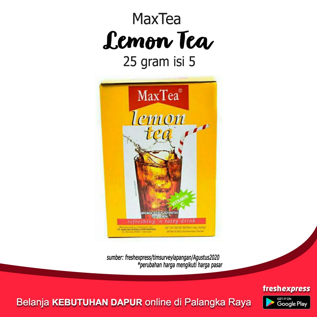 MaxTea Lemon Tea 25 Gram Isi 5