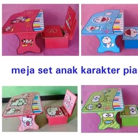 Meja belajar set piano anak karakter