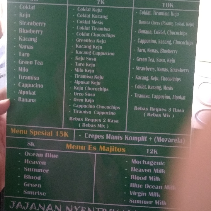 Menu Crepes Manis D Crepes 