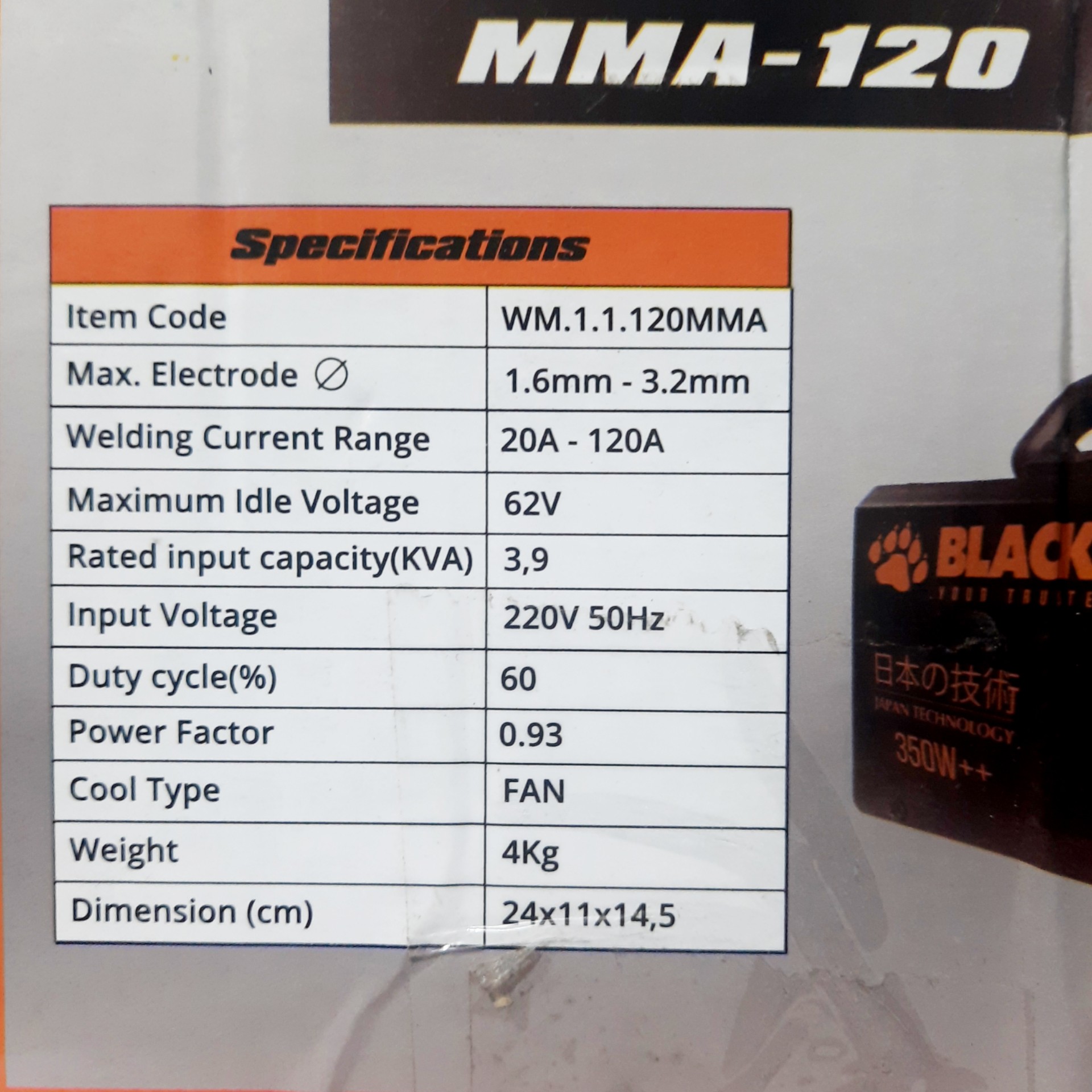 Mesin Las Inverter Black Foot MMA 120 5