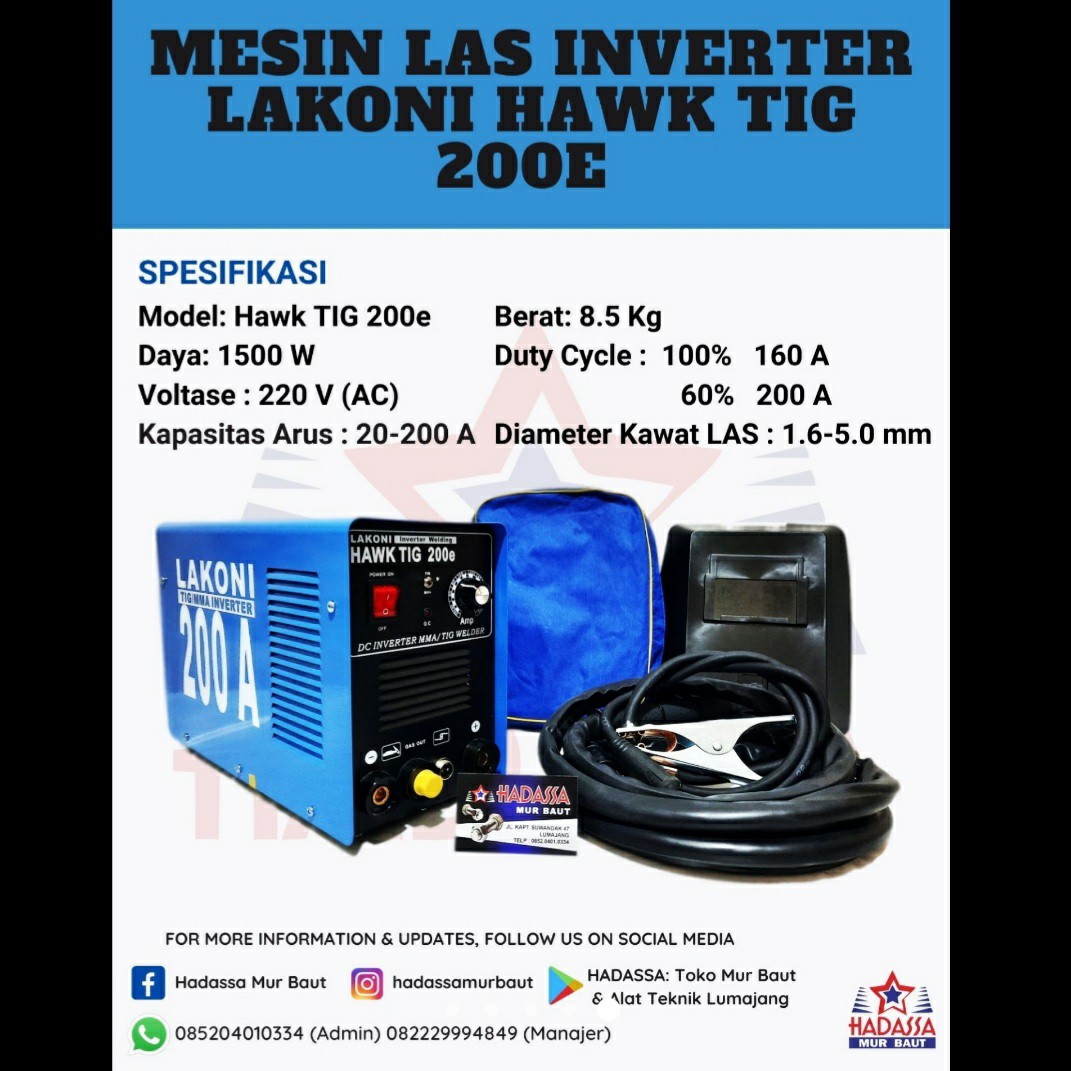 Mesin Las Lakoni Hawk TIG 200e