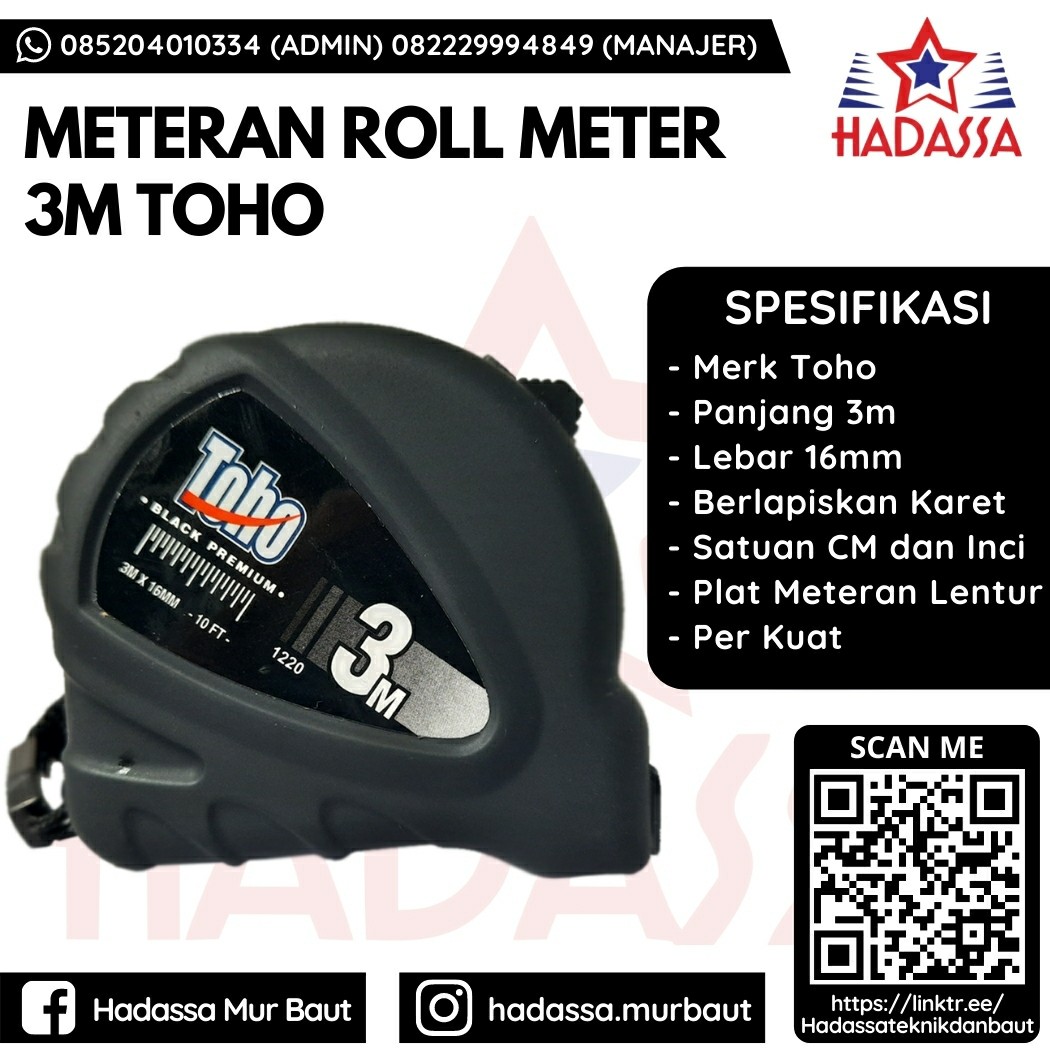 Meteran Roll Meter 3m Toho