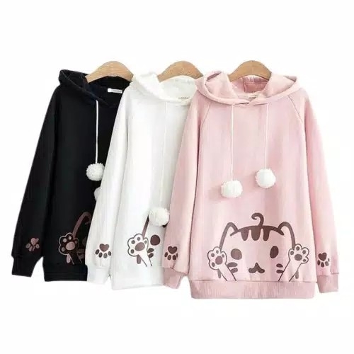 MichelleStore Sweater Hoodie KUCING POM Matt Babyterry