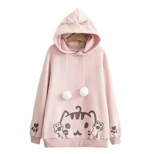 MichelleStore Sweater Hoodie KUCING POM Matt Babyterry 2