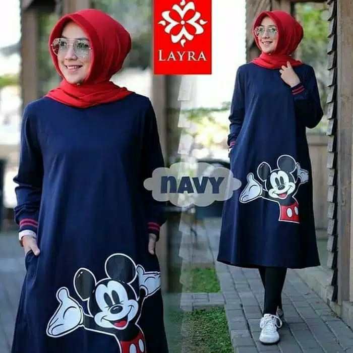 Mickey Tunik  Baju Muslim Wanita  Atasan Kartun