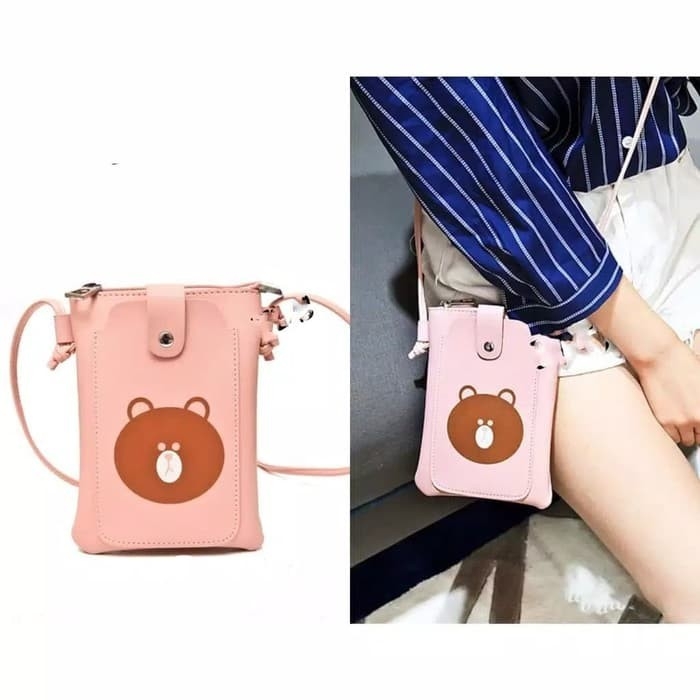 Mini Slingbag Pocket Beruang - PINK