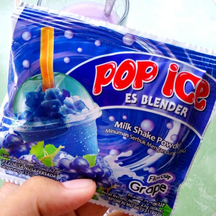 Minuman Pop Ice Rasa Anggur Topping Cincau Hitam