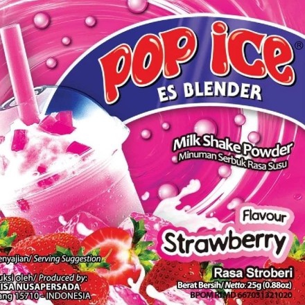 Minuman Pop Ice Rasa Strawberry Topping Cincau
