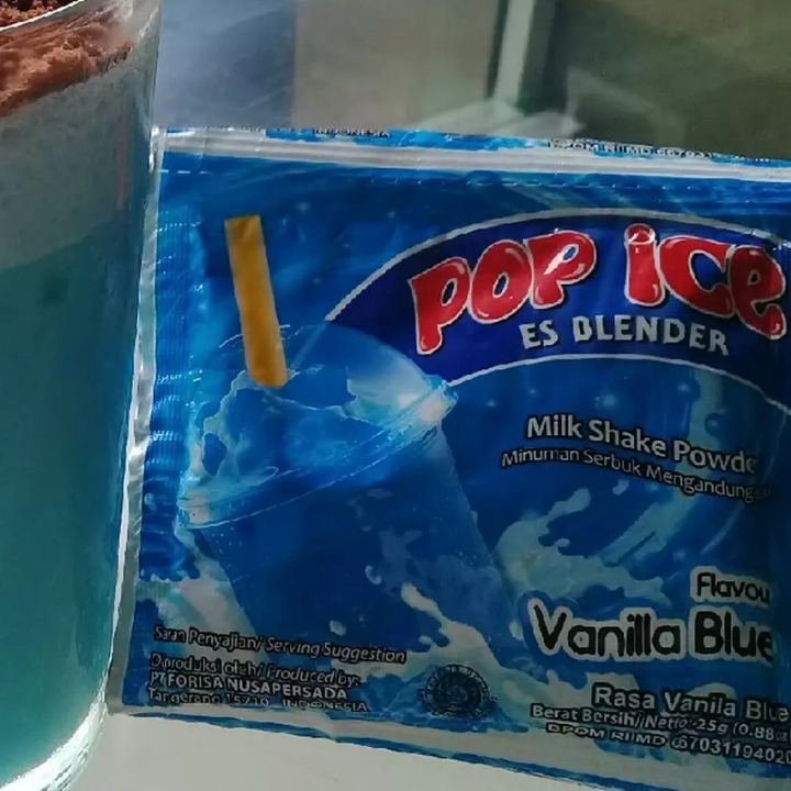 Minuman Pop Ice Rasa Vaniila Blue Topping Cincau Hitam