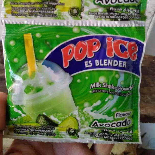 Minuman Pop Ice Rasa Alpukat Topping Cincau Hitam