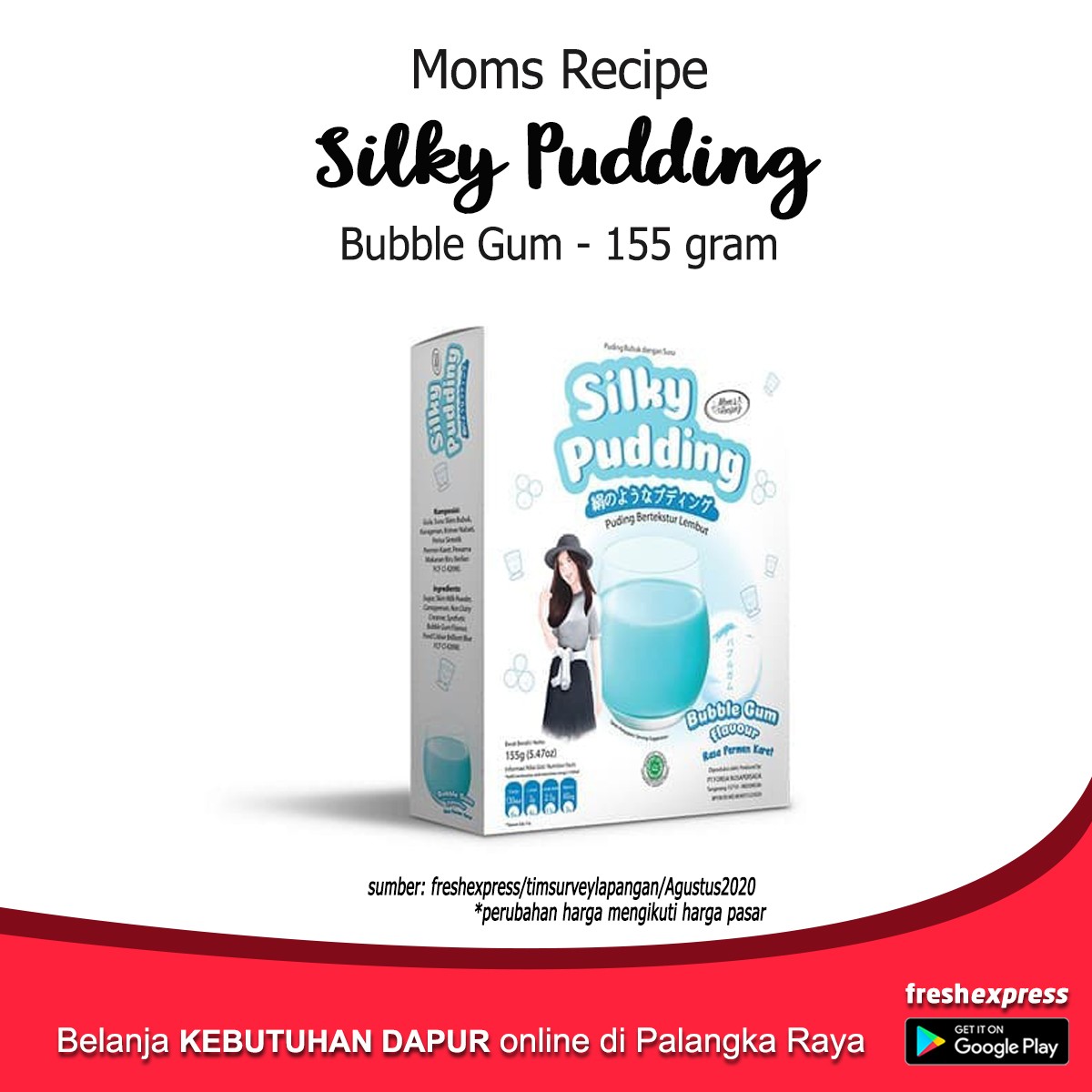 Moms Recipe Silky Pudding Bubble Gum 155 Gram