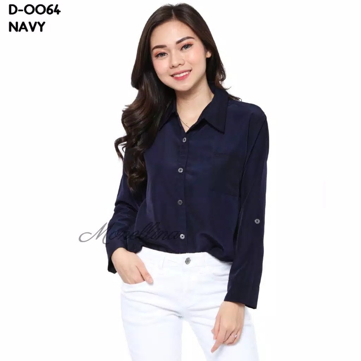 Monellina Fashion Baju Blouse Kerja Polos XXXL Jumbo Murah