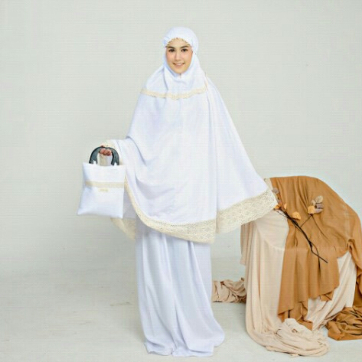 Mukena Dewasa Katun Polos Renda AlmahiraSries 3