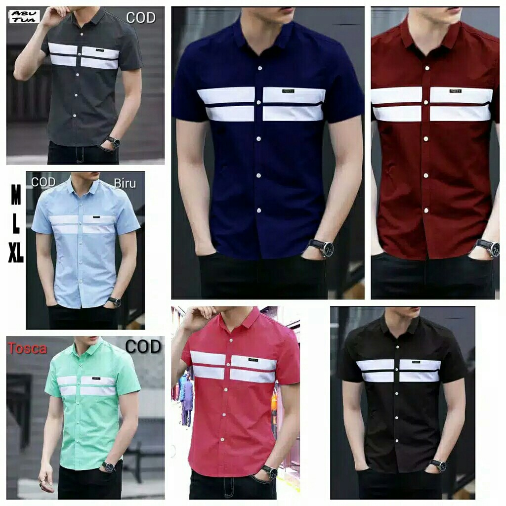NEW KEMEJA RUSTY M-L-XL 6 WARANAKEMEJA LENGAN PENDEK