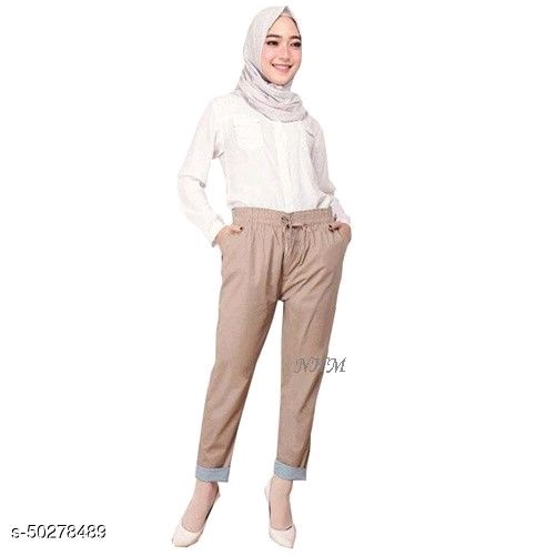 NHM Celana Wanita Baggy Stik Balik-Cream