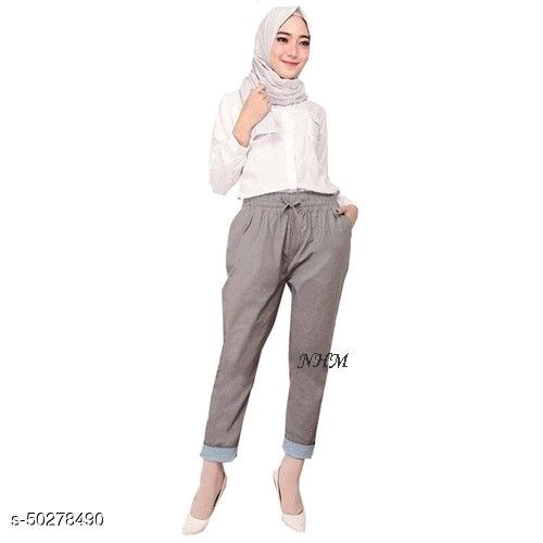 NHM Celana Wanita Baggy Stik Balik-Grey