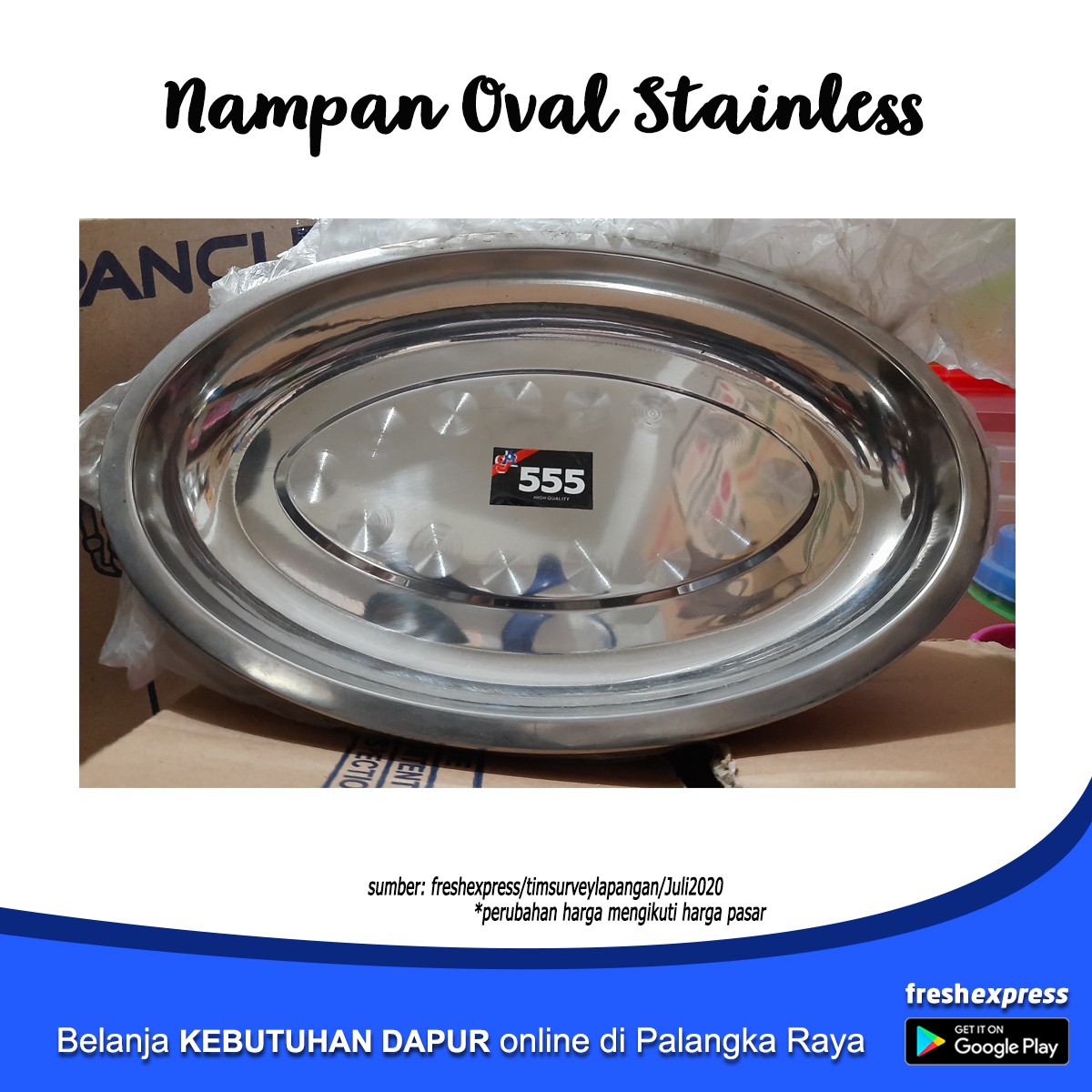 Nampan Oval Stainless Ukuran 55