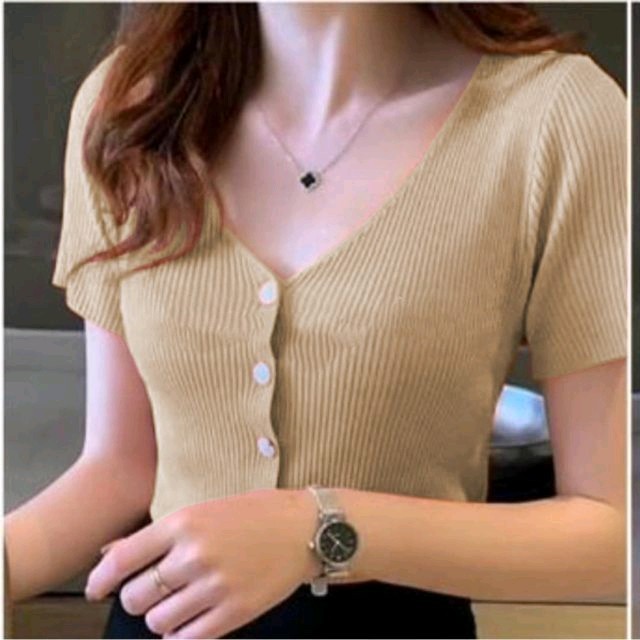 Naomi Vneck Rajut Mocca