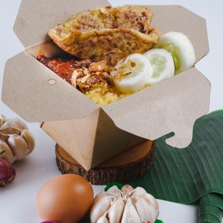 Nasi Kuning Telur Kornet