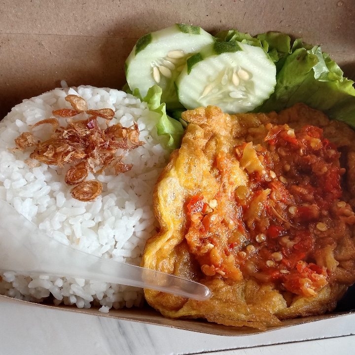 Nasi Telur Bakso Geprek